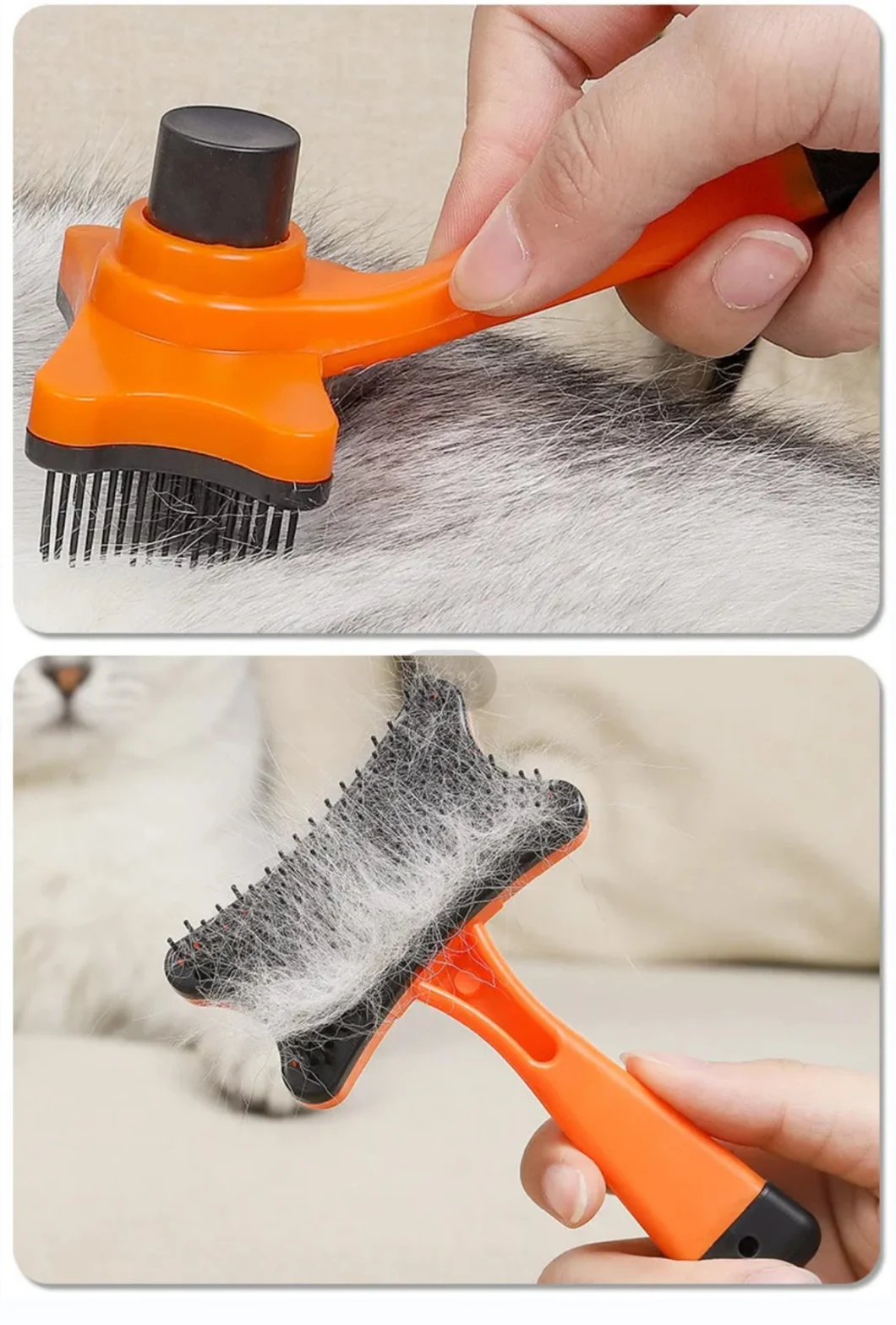 Pet Hair Removal Brush Cat Dog Hair Cleaner One-Key Hair Removal Fading Massage Grooming Comb Pet Supplies