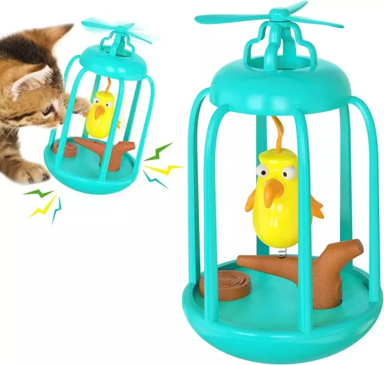 Interactivo para interior Gatito Pájaro Jaula Gato Juguetes Suministros para mascotas Gatos Chase Juguete Regalo de cumpleaños